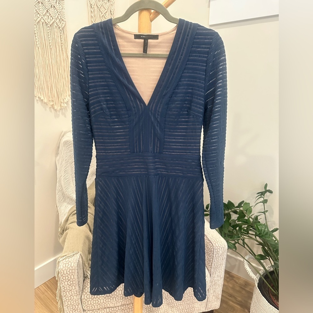 BCBG MaxAzria Long Sleeve Fit and Flare Dress - Size S - Picture 3 of 8